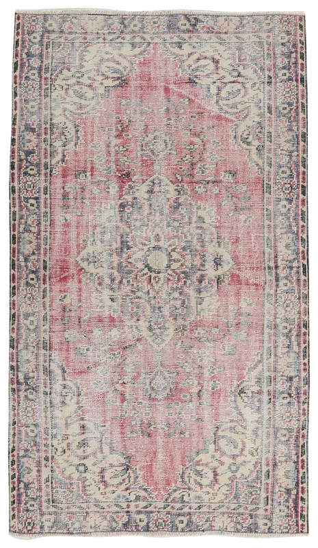 Full overhead view of the Faded Rose Medallion Rug on a white background