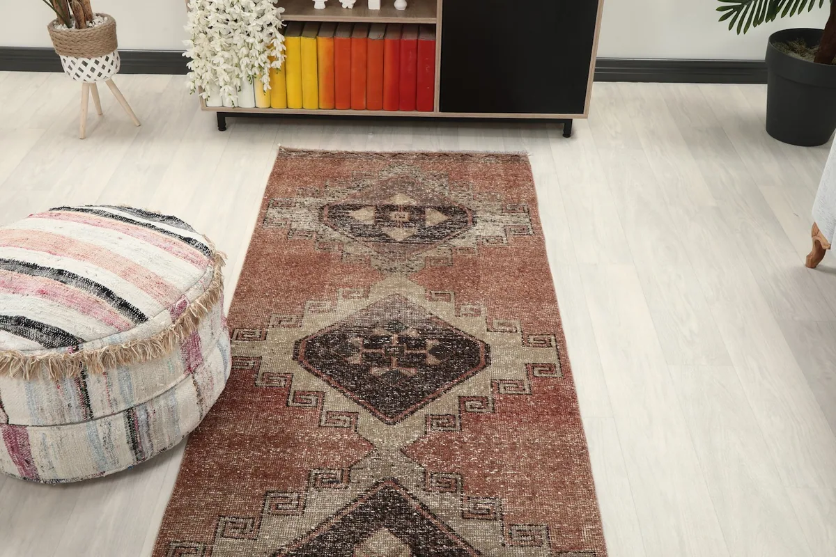 Front view of the runner rug in a room setting, showcasing its placement and scale.