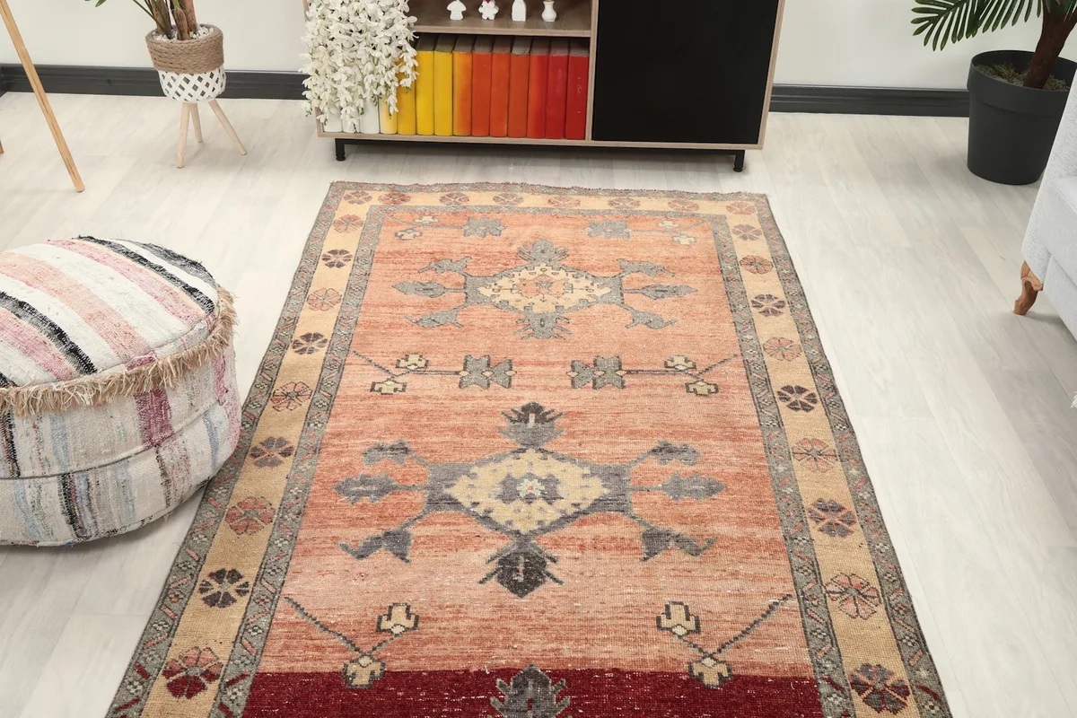 View of the runner rug stretching across a room, highlighting its length and design