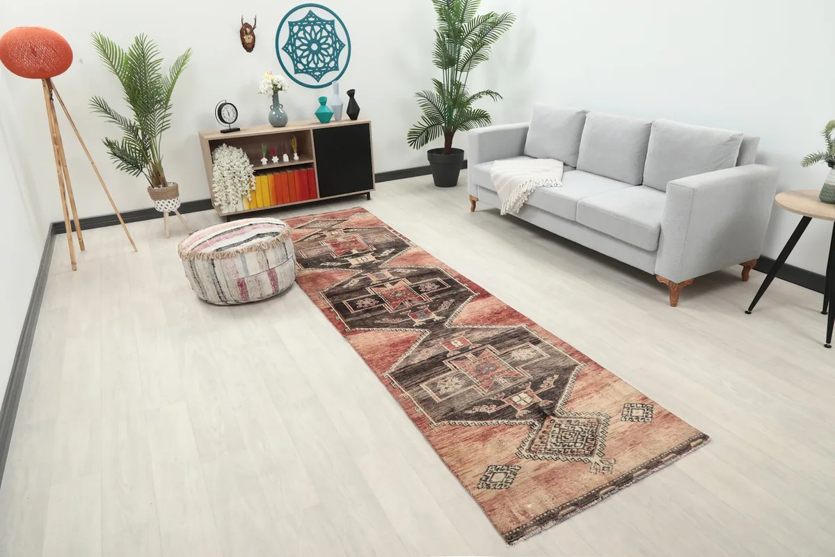 Anatolian runner rug viewed from a different angle in a contemporary room setting.