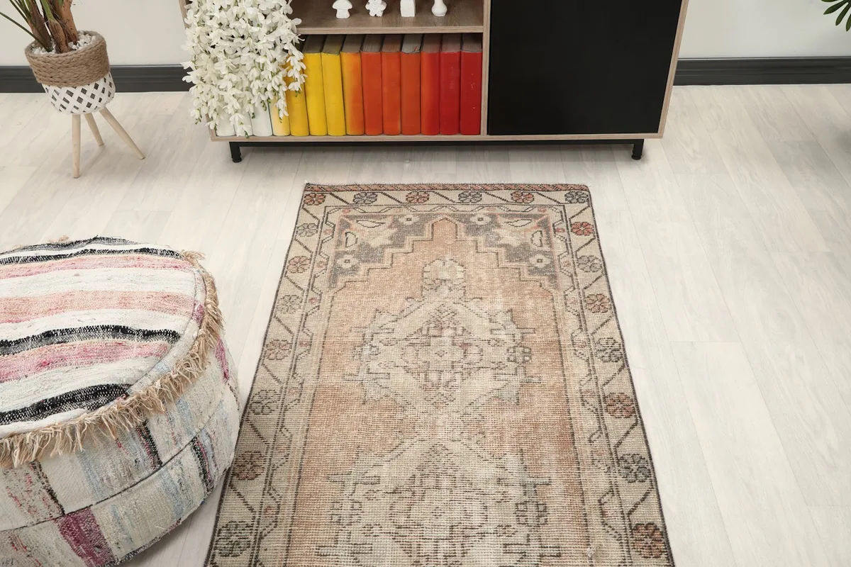 Overhead view of the runner rug in a room setting, highlighting its placement