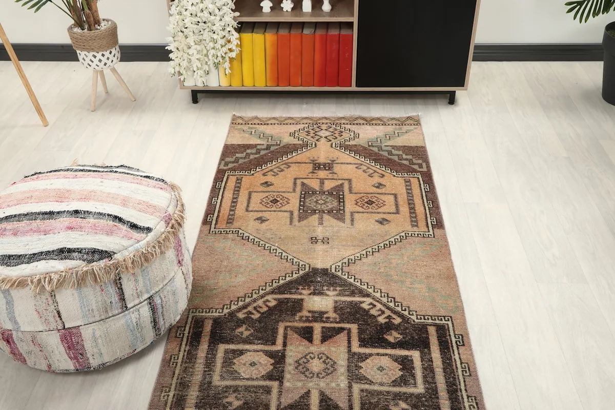 Overhead view of the runner rug in a room, highlighting its full pattern and placement