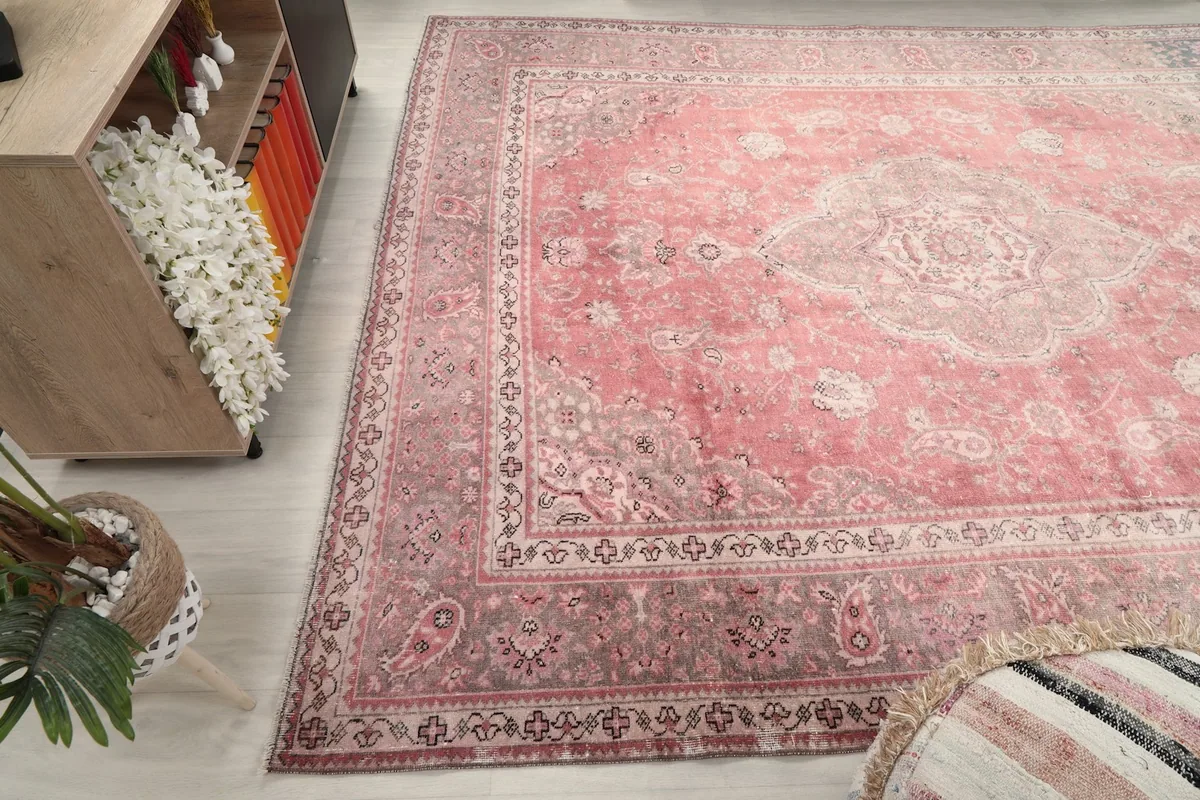 Another angled view of the rug in a room, showing its texture and color depth