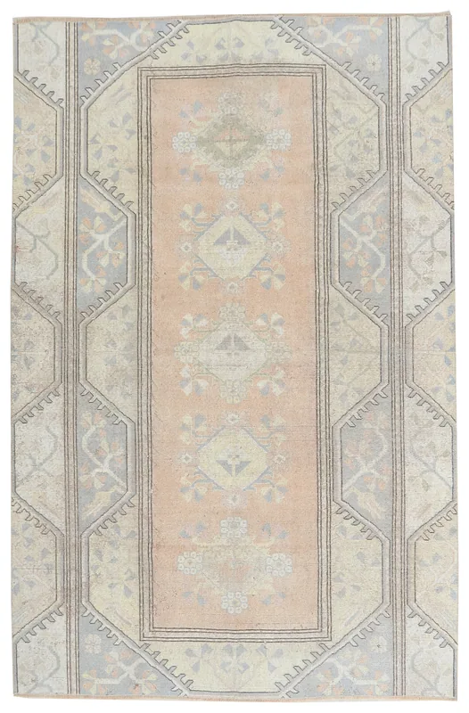 Full overhead view of the Rose Gray Geometric Anatolian Area Rug