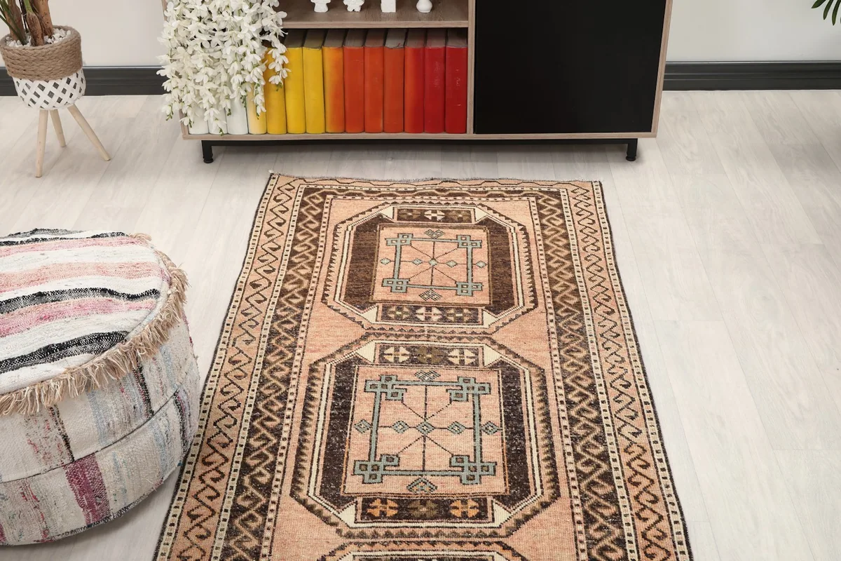 Overhead view of the runner rug showcasing its full length and pattern