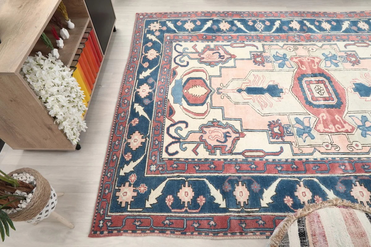 Angled view of the rug's surface, revealing the subtle variations in color and texture
