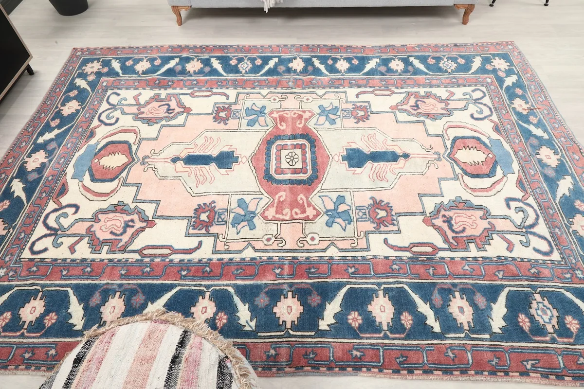 Top-down view of the rug from a slight angle, showcasing its full design