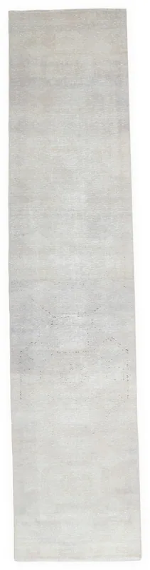 Beige Distressed Anatolian Runner, full top view showing its long, narrow shape.