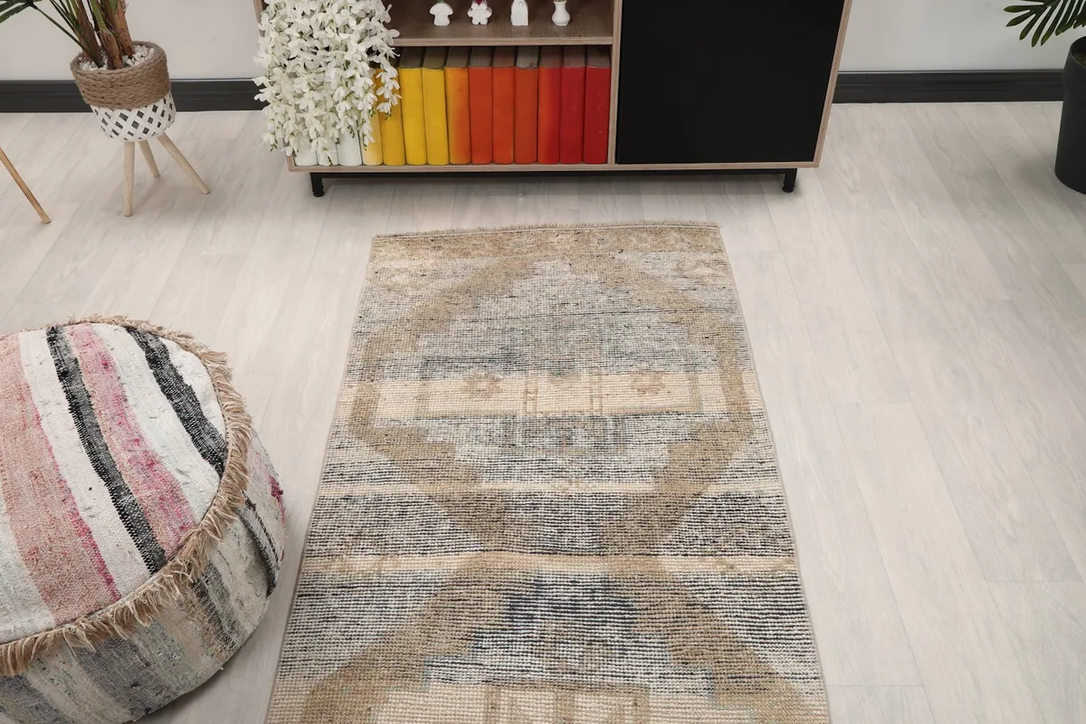 Overhead view of the runner in a room setting, showing its length and pattern flow