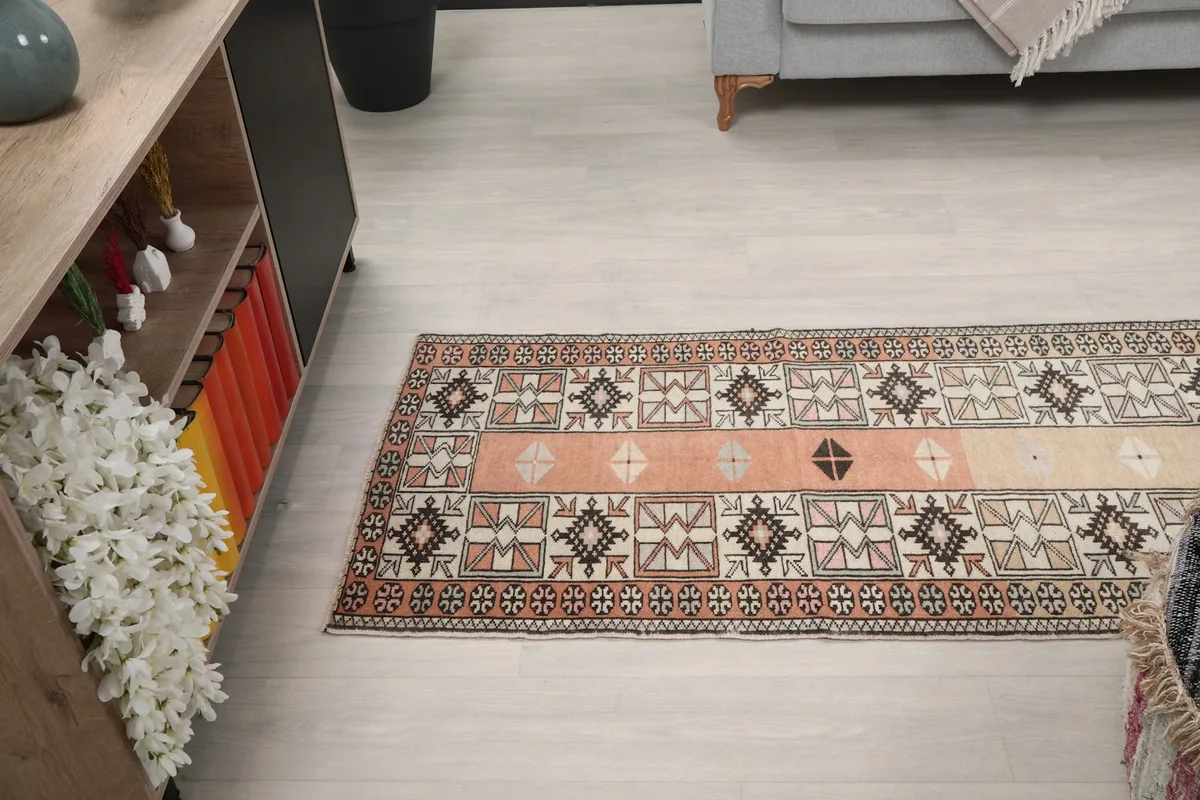 Partial room view of the runner rug, showing its integration with the surrounding decor.