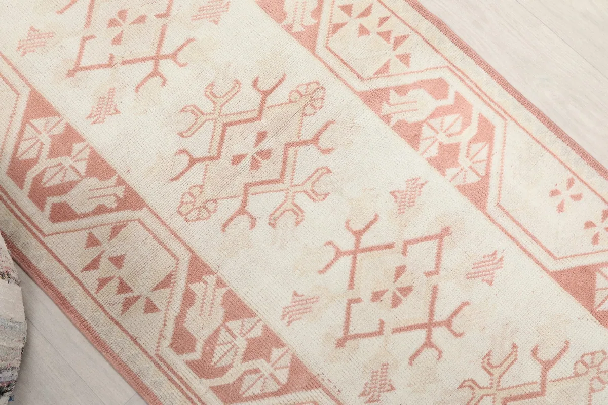 Overhead angle view capturing the full width of the runner's pattern
