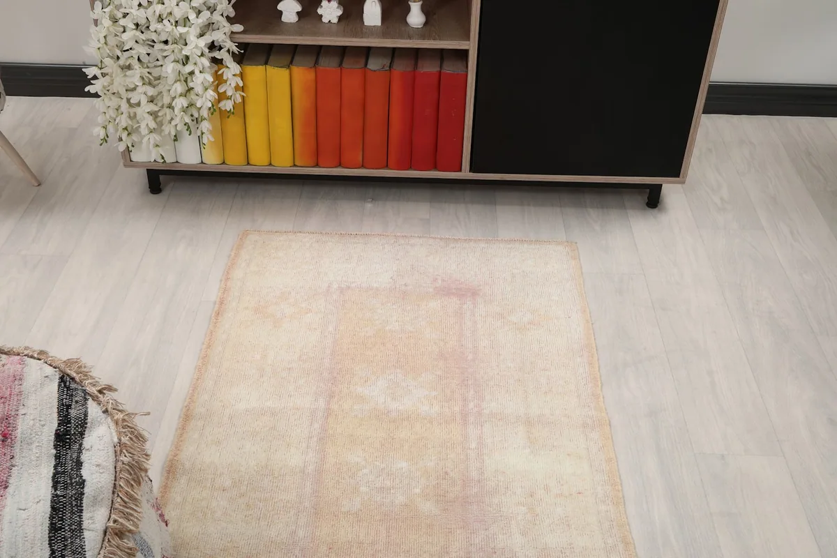 Overhead view of a section of the runner rug in a room setting