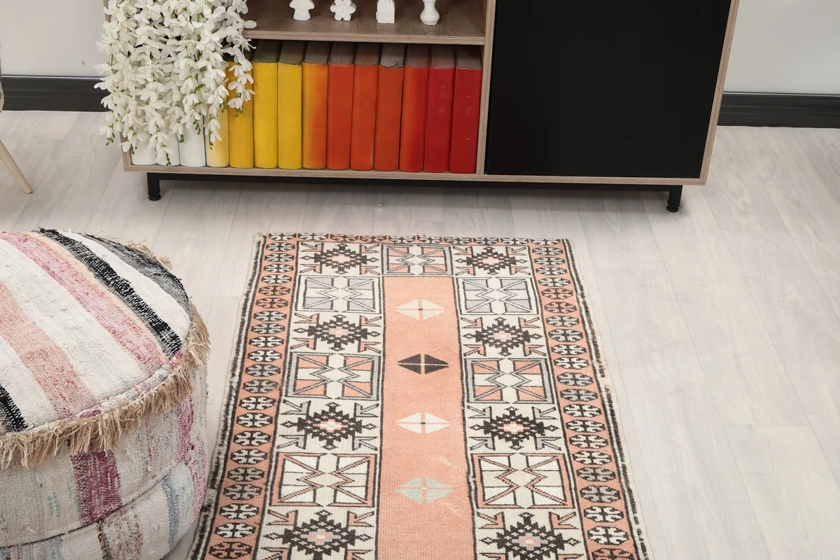 Overhead view of a section of the runner, showcasing its overall pattern and colors