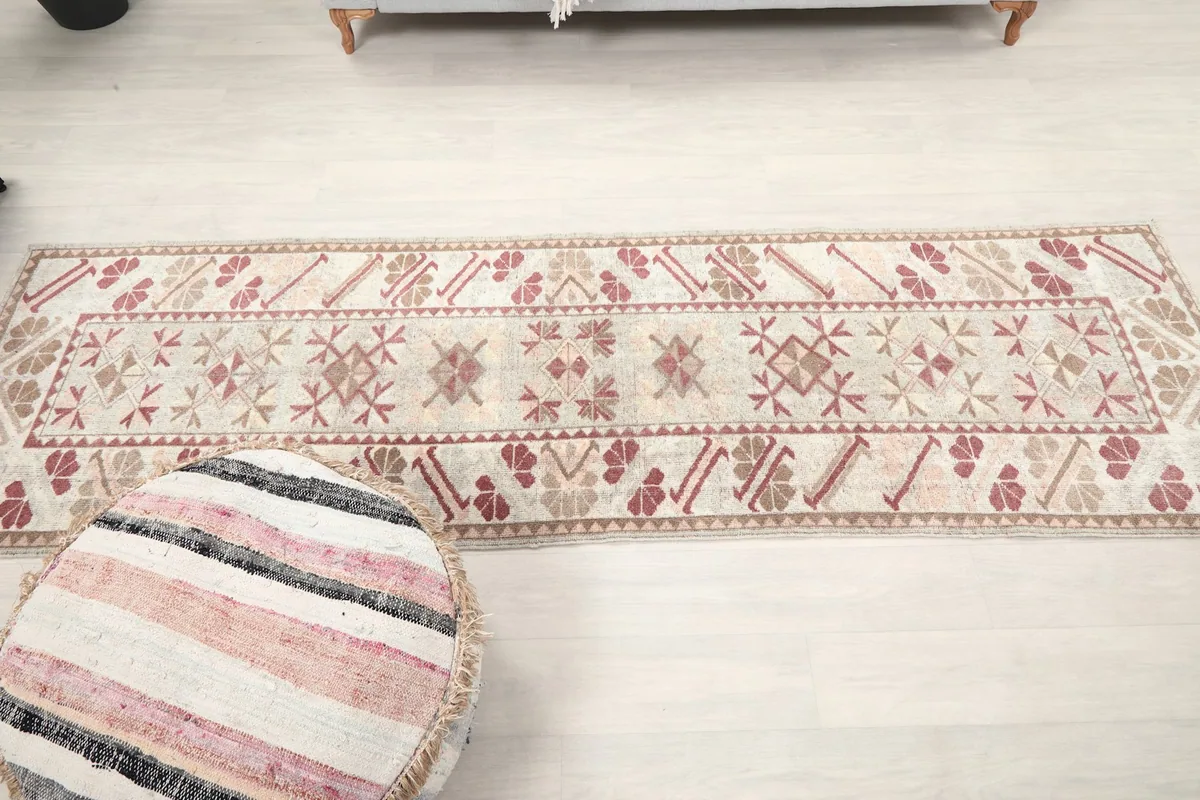 Full overhead view of the runner rug laid out in a room setting