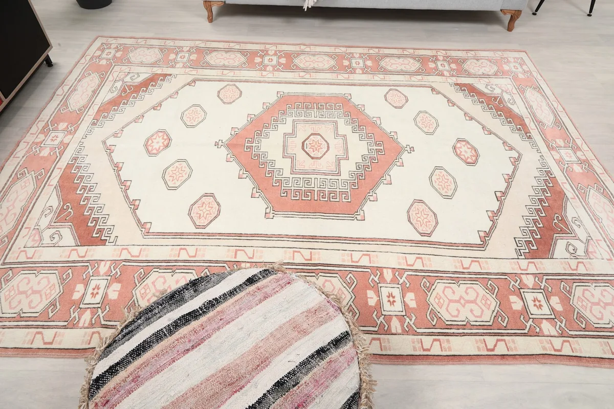 Full overhead view of the rug in the room setting, showing its overall placement