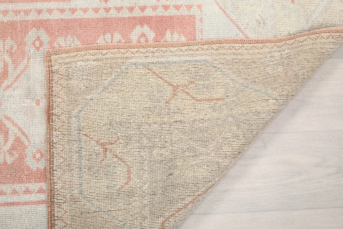 Another view of the rug's back, showing the craftsmanship and tight weave