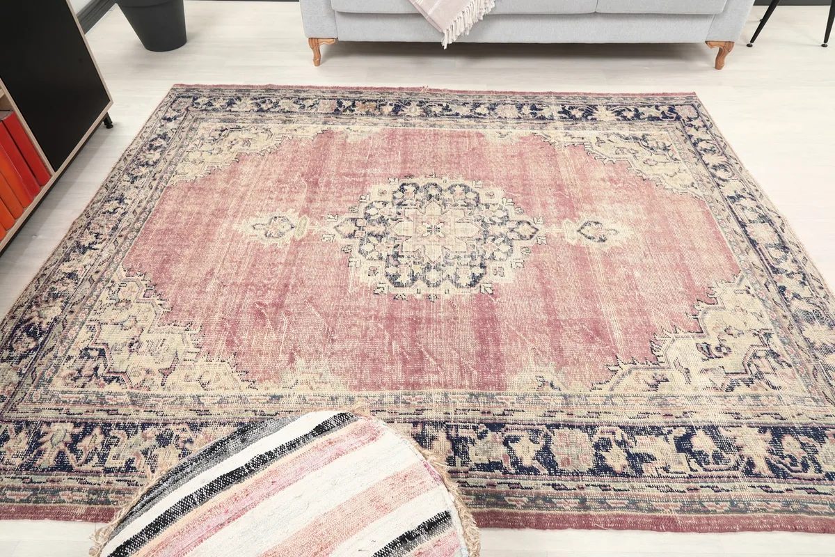 Another room view, emphasizing the rug's medium size and color palette