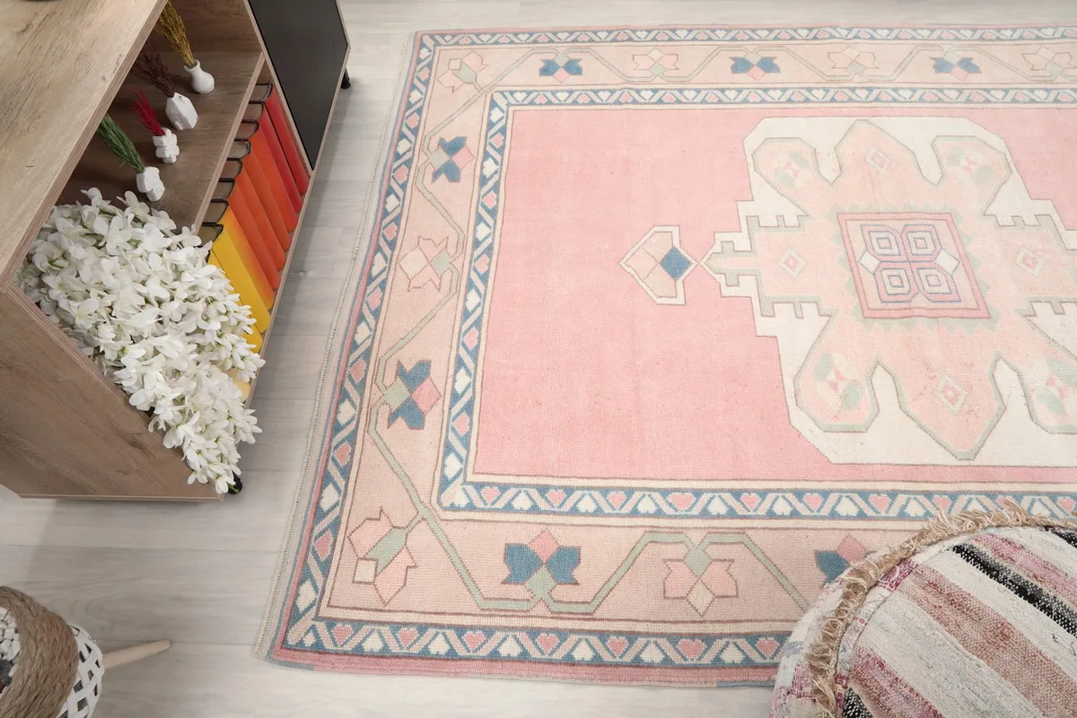 Angled view of the rug's surface, emphasizing the soft texture and subtle color shifts.