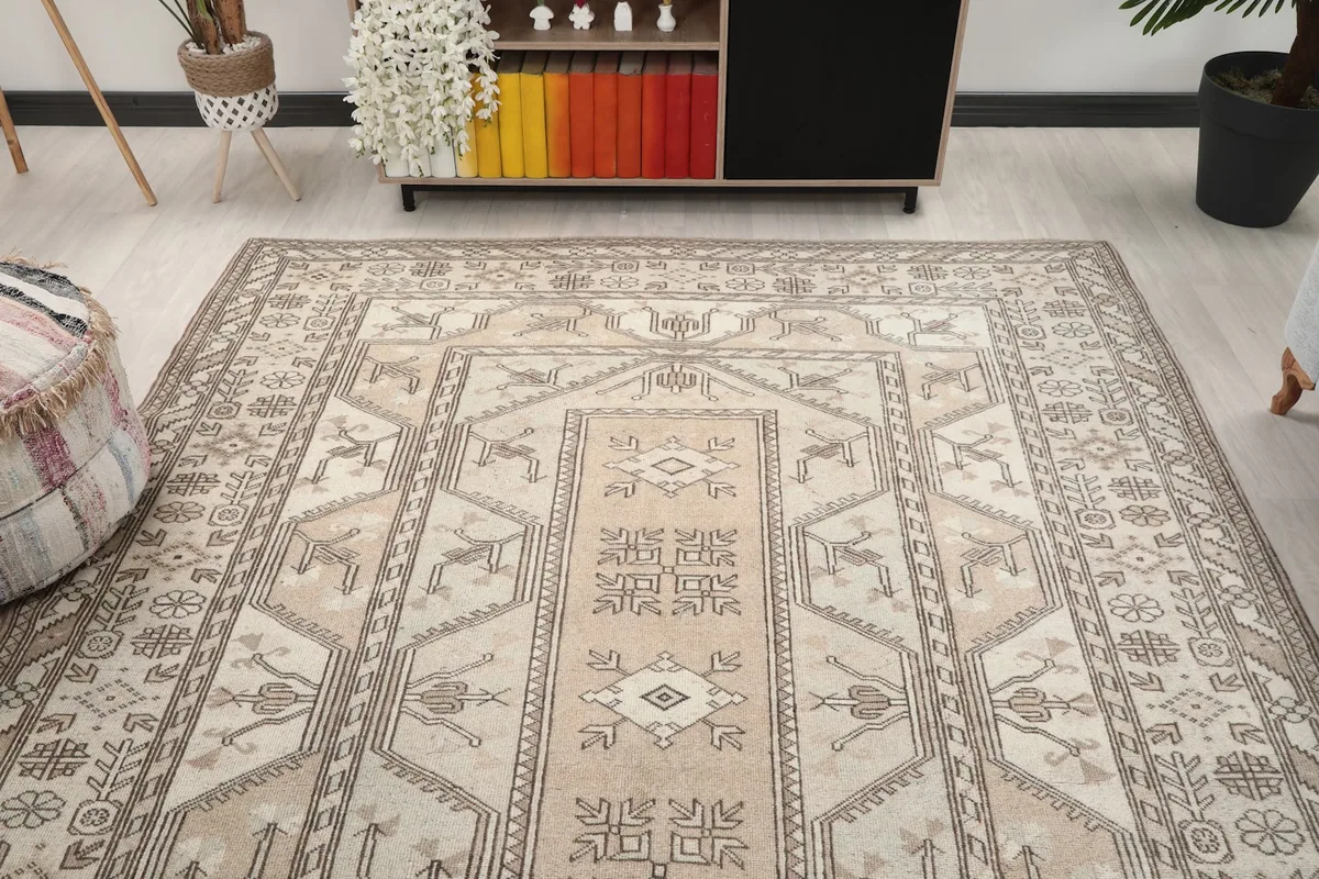View of the rug from another angle in the living room, showing its full length