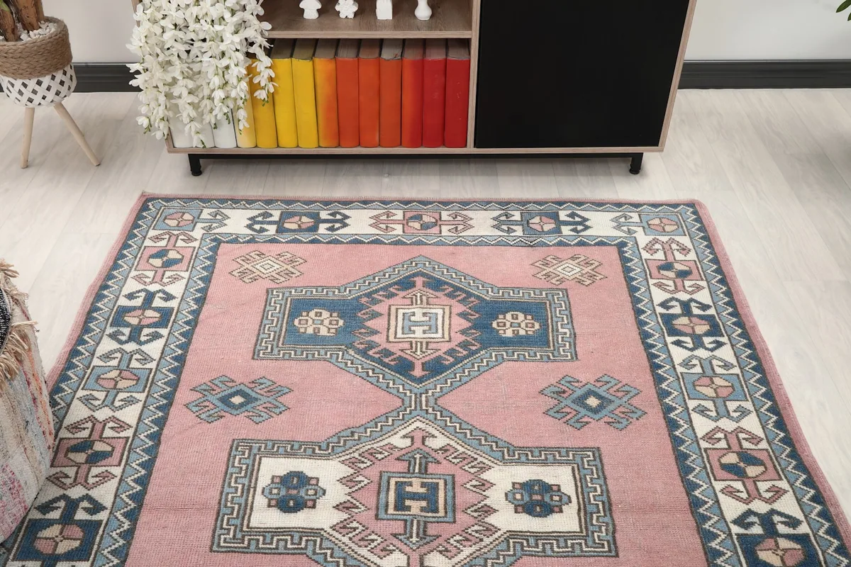 Overhead view of the rug from a higher perspective in the living room
