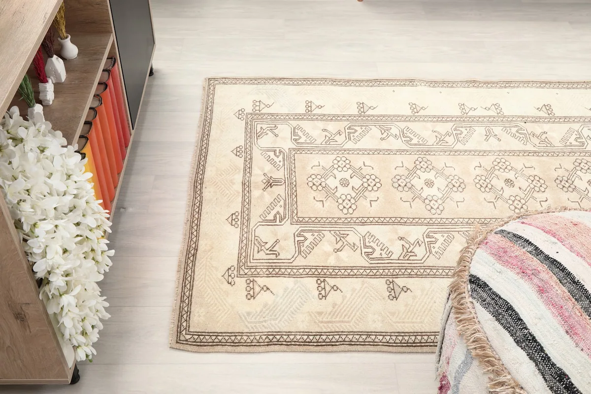 View of the rug in a room, emphasizing its placement and how it complements the surrounding decor.