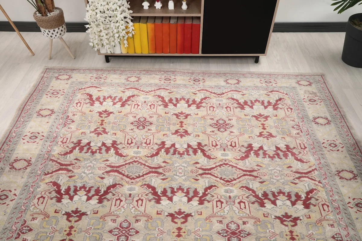 View of the rug in a room, capturing its overall look and how it complements the space