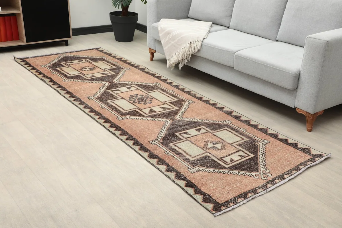 Closer angled view of the runner in a room, highlighting its placement