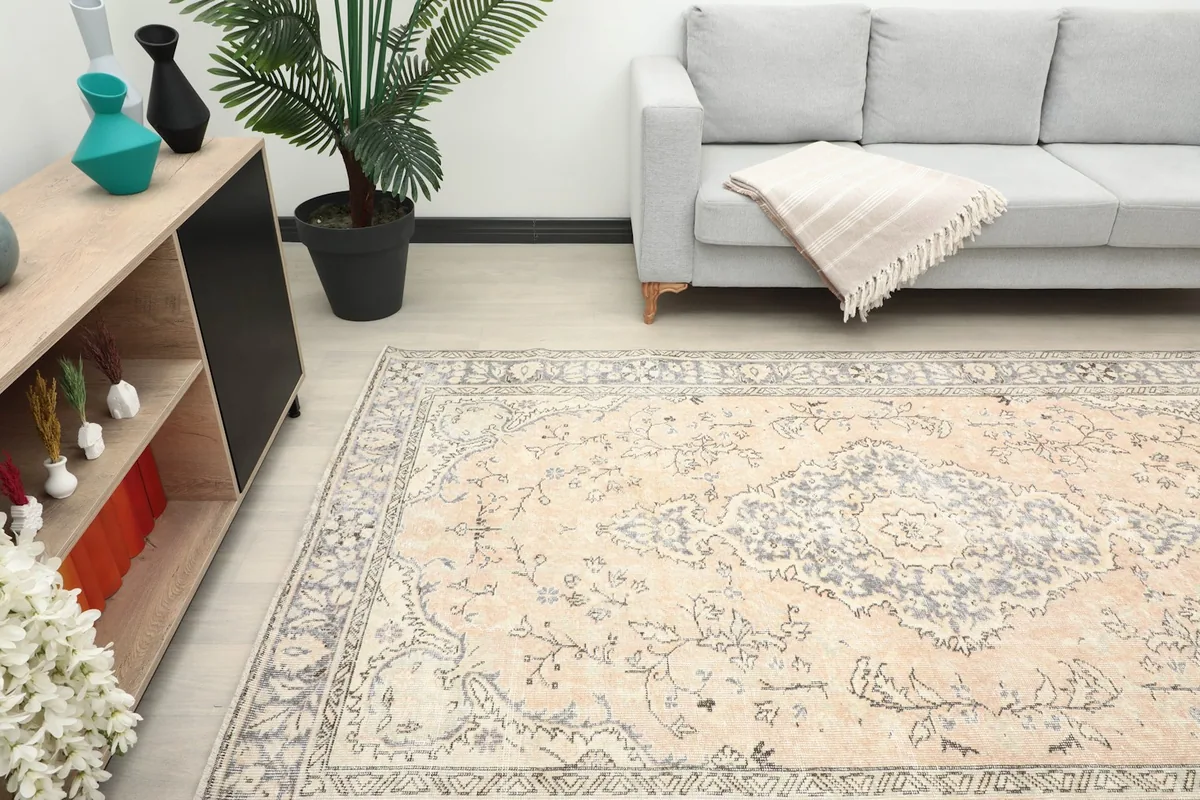 Rug placed in a room, highlighting its size and how it complements the decor
