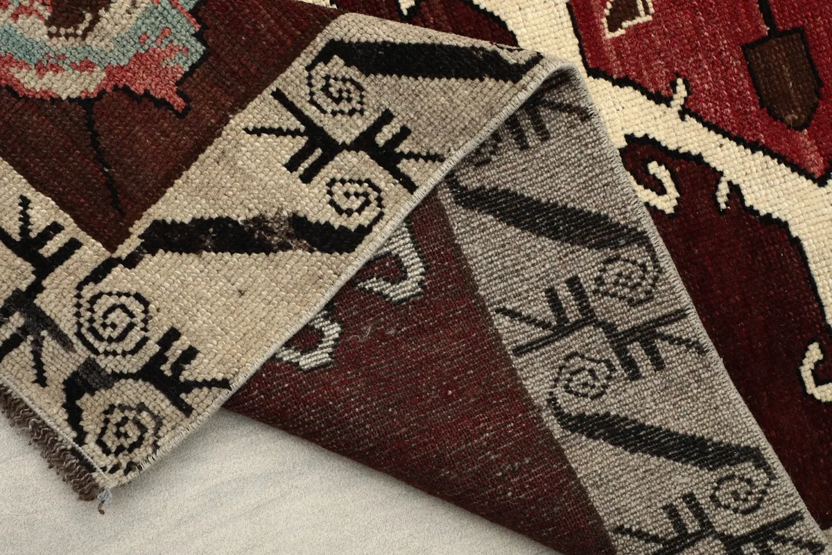 Another view of the reverse side of the rug, detailing the construction