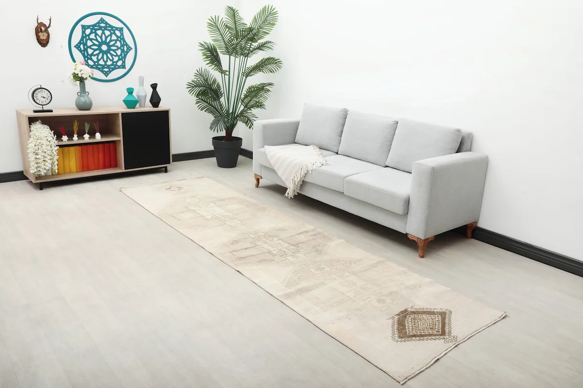 Overview of the runner rug in a room, highlighting its placement and how it complements the surrounding decor.