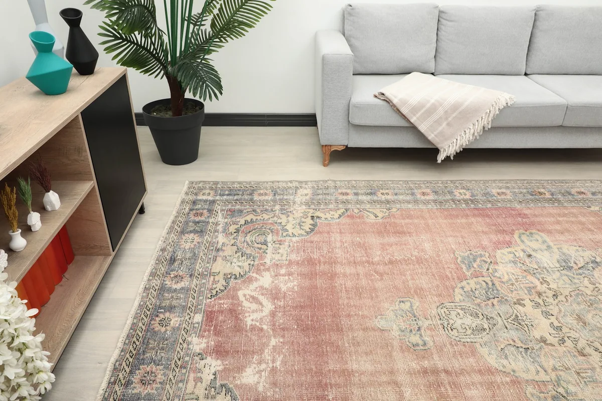 Rug shown in a room from a different angle, highlighting its placement and scale
