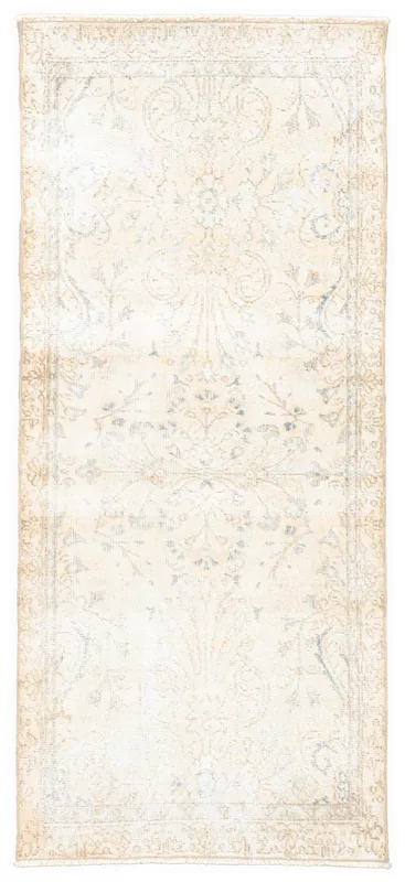 Full overhead view of the 3x6 vintage Anatolian runner on a white background.
