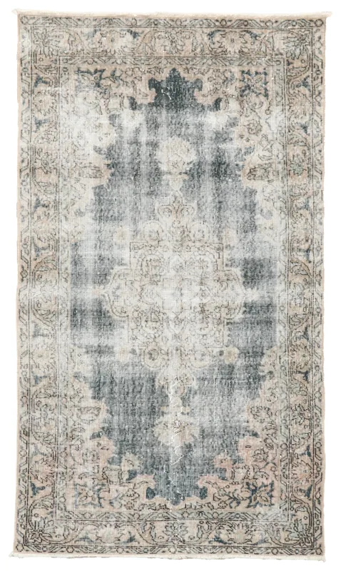 Faded Gray Medallion Rug, full top view showing the central medallion and border.