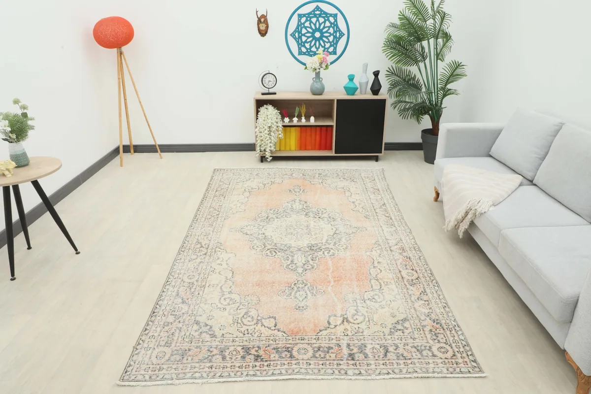Full room view of the rug, providing context for its size and style in a home setting.