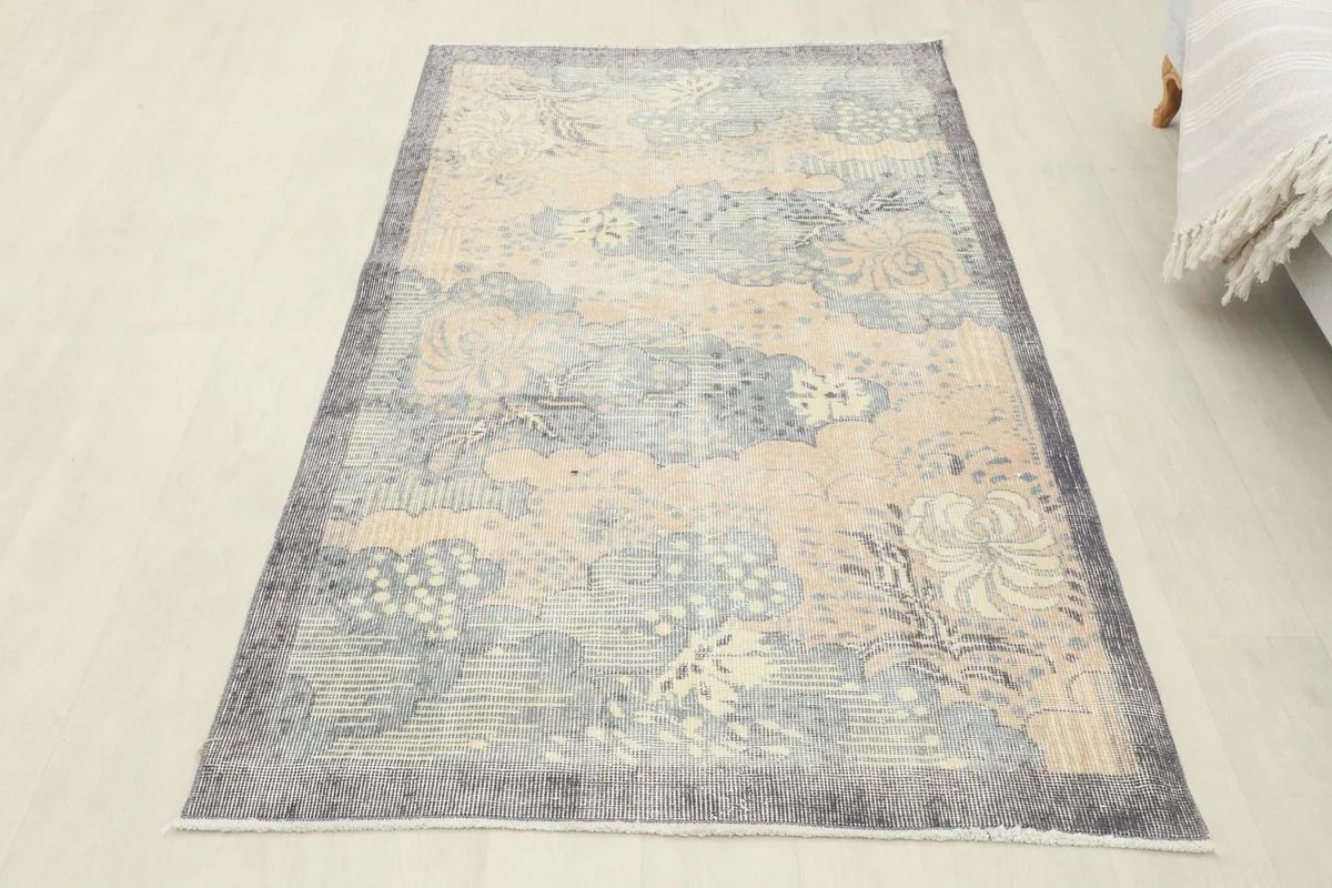 Full overhead view of the vintage rug, laid flat and ready for its new home.