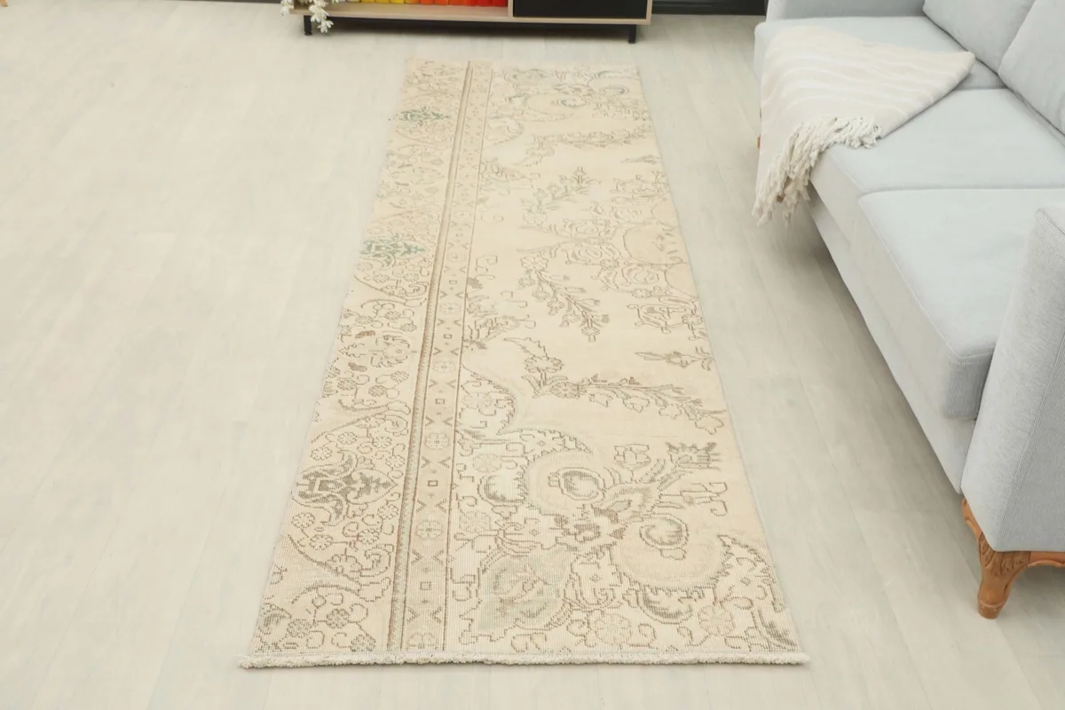 Full view of the runner rug in a room, offering a sense of its scale and how it fits into a living space.