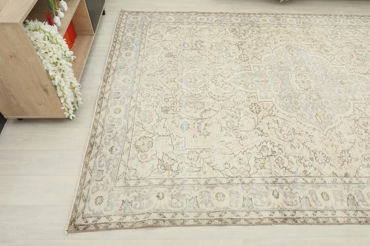 Another angle of the rug, highlighting the subtle color variations and hand-knotted texture