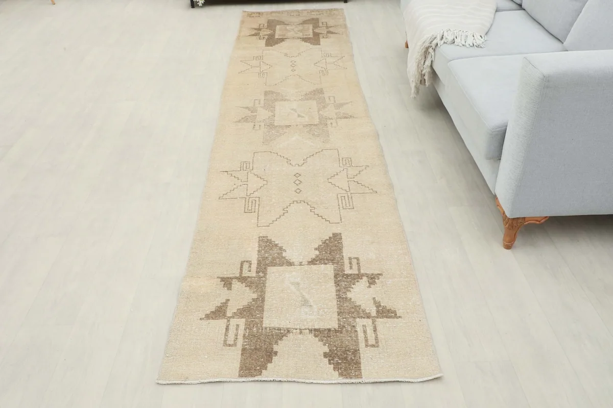 Full view of the runner rug in a room setting, showcasing its overall design and length