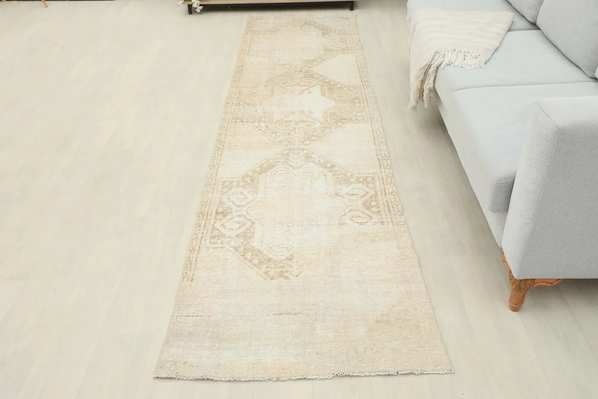 Full view of the runner rug in a room, showcasing its placement and overall aesthetic appeal