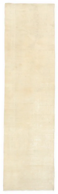 Full overhead view of the beige minimalist runner on a white background