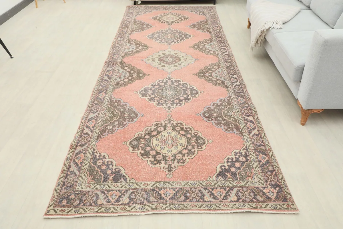 Overhead perspective of the entire runner rug laid out in a room