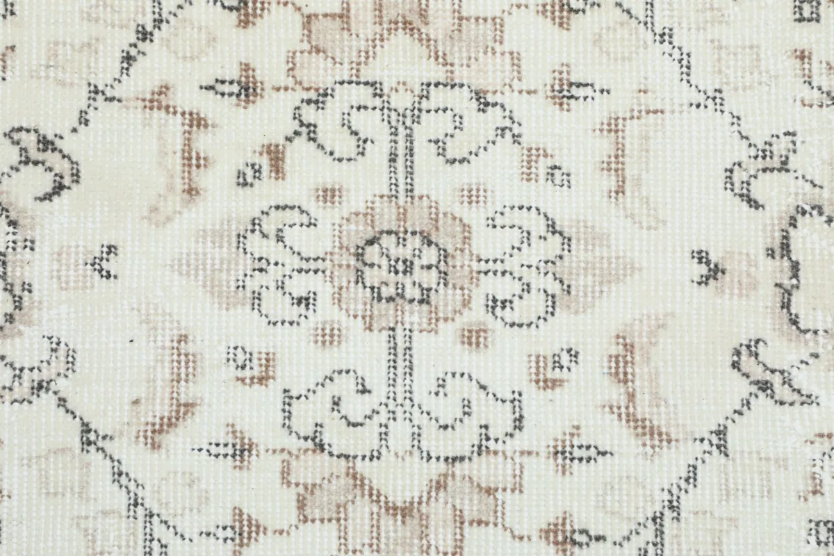 Close-up of a central floral motif with intricate details and color variations