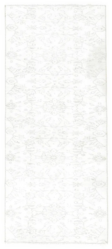 Ivory Floral Anatolian Runner, full top view showing the subtle pattern and shape.