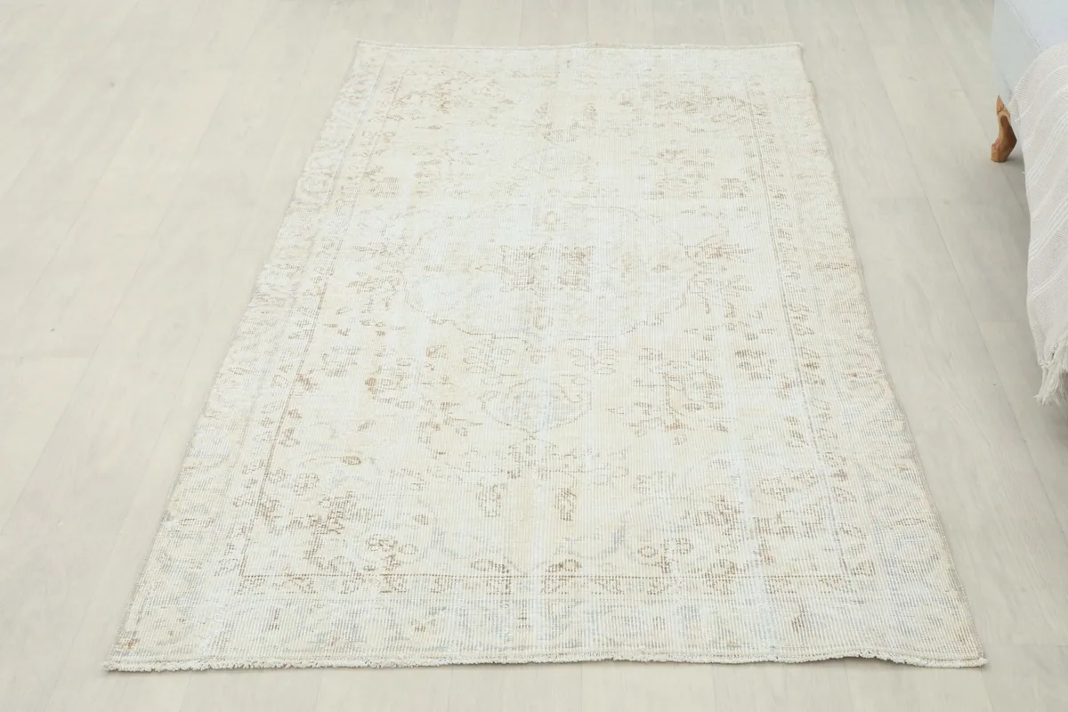 Full overhead view of the vintage rug from a slightly different angle