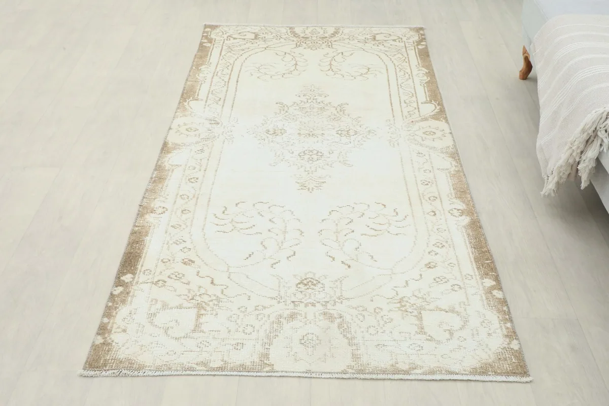 Overhead view of the rug laid flat on the floor, capturing its full design and dimensions.