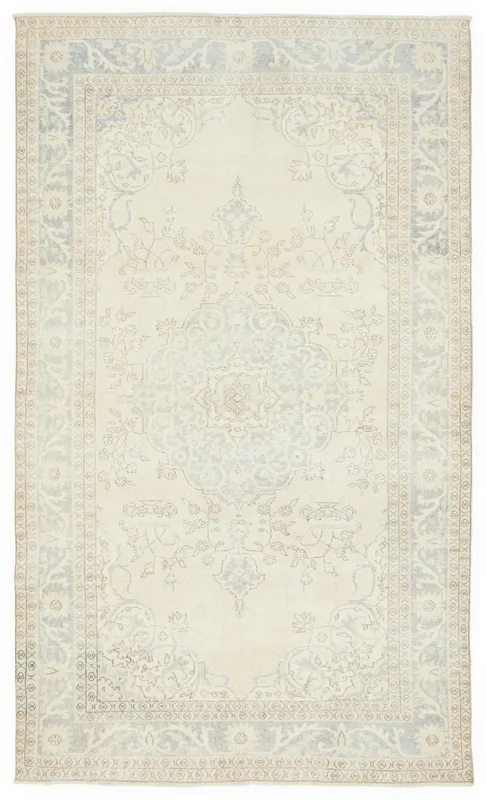Full overhead view of the Ivory Gray Medallion Area Rug on a white background
