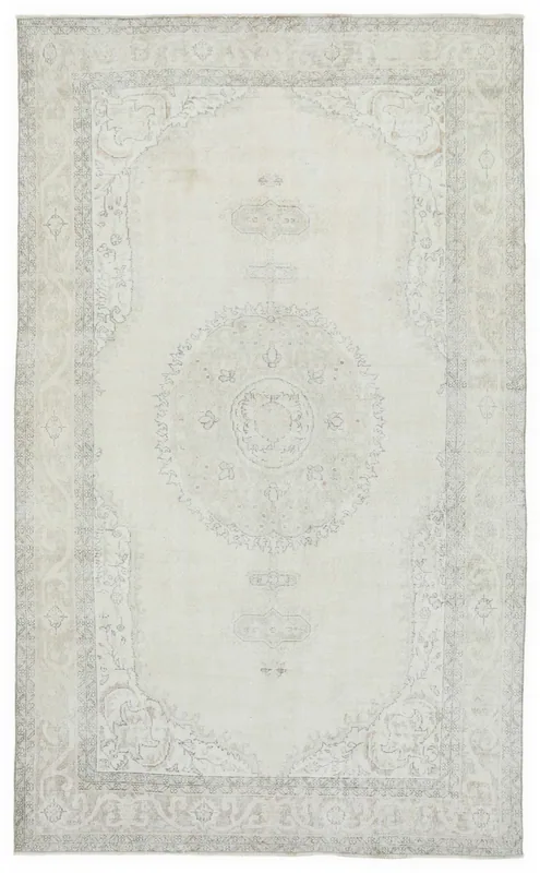 Cream Gray Medallion Rug full top view.