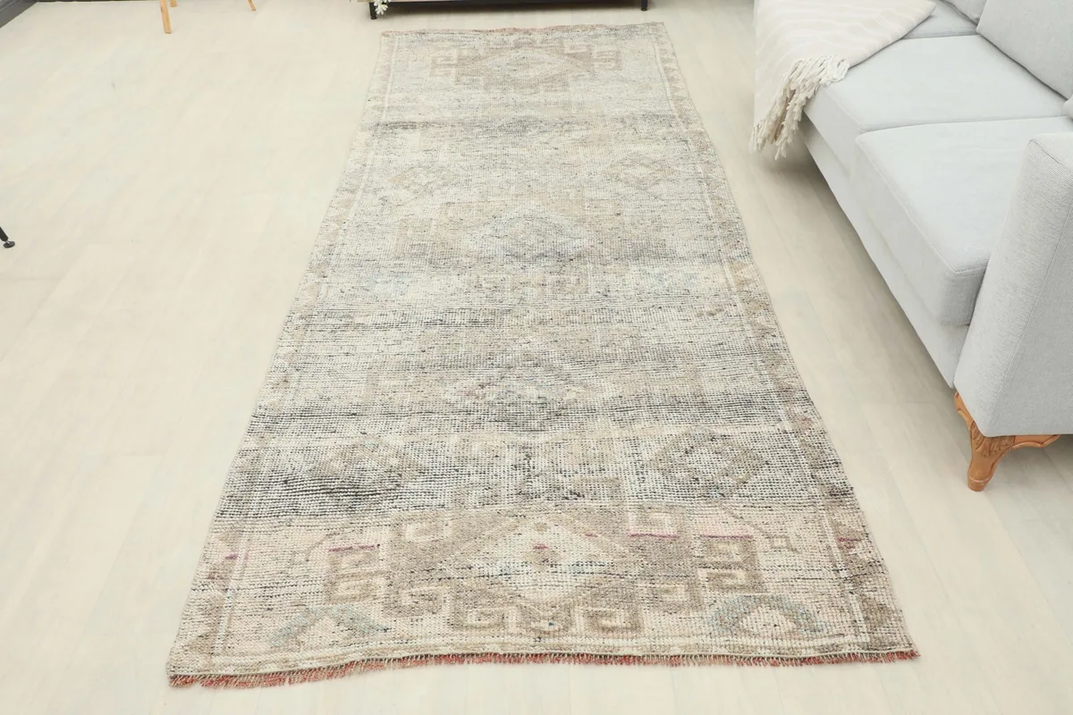 Full overhead view of the runner laid out in a room, capturing its overall design and colors