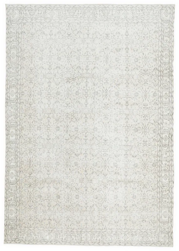 Beige Floral Anatolian Rug, full top view showing the overall design and colors.