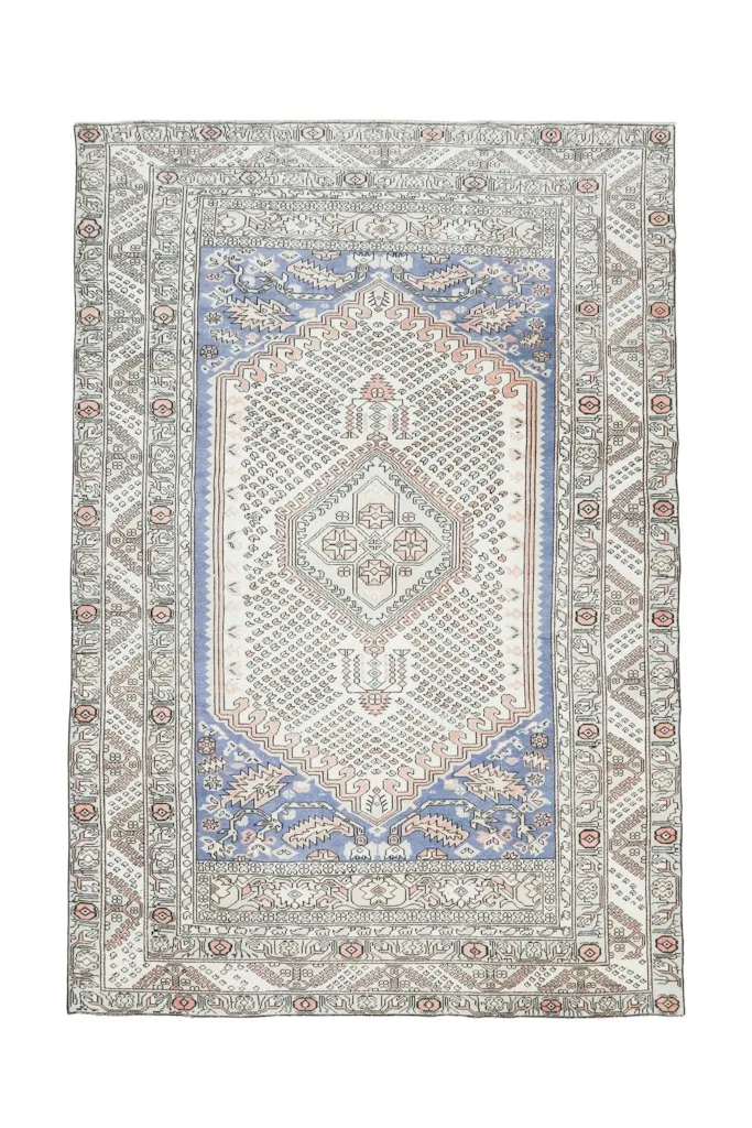 Full overhead shot of the rug on a white background, showing its overall design and colors